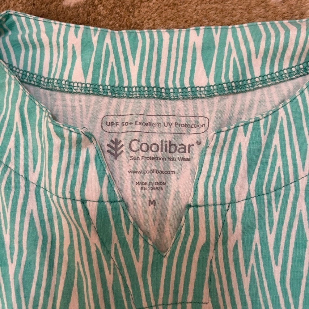 Coolibar 50+ UPF blue green zebra print coverup women’s size medium - Picture 6 of 8